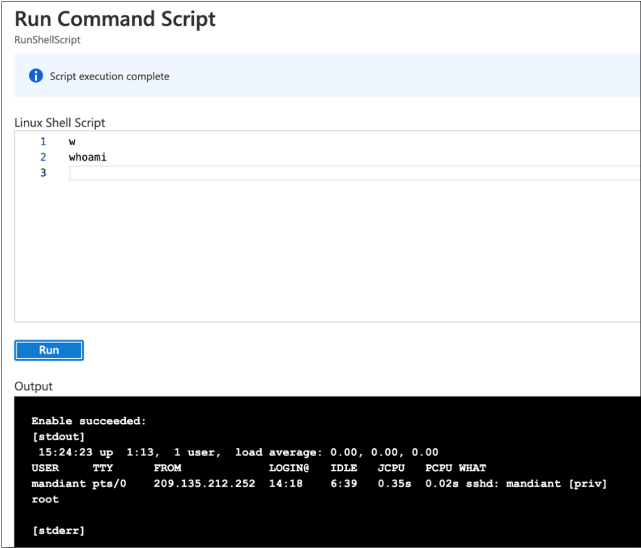 Azure run commands towards a Linux host