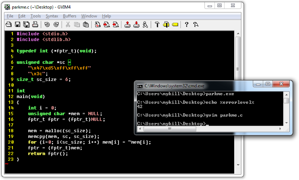 Simple shellcode example program