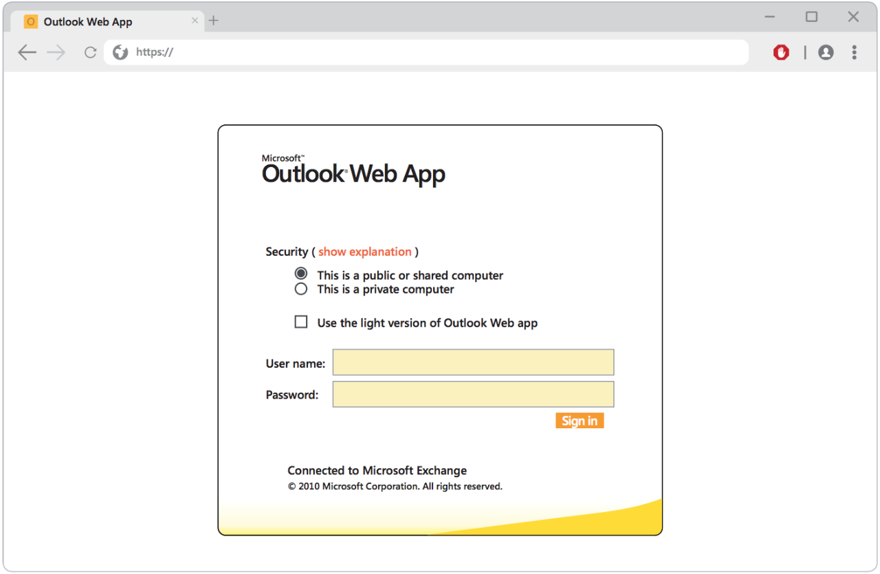 Cloned Outlook Web Portal
