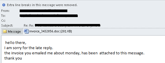 Email with a malicious document attached