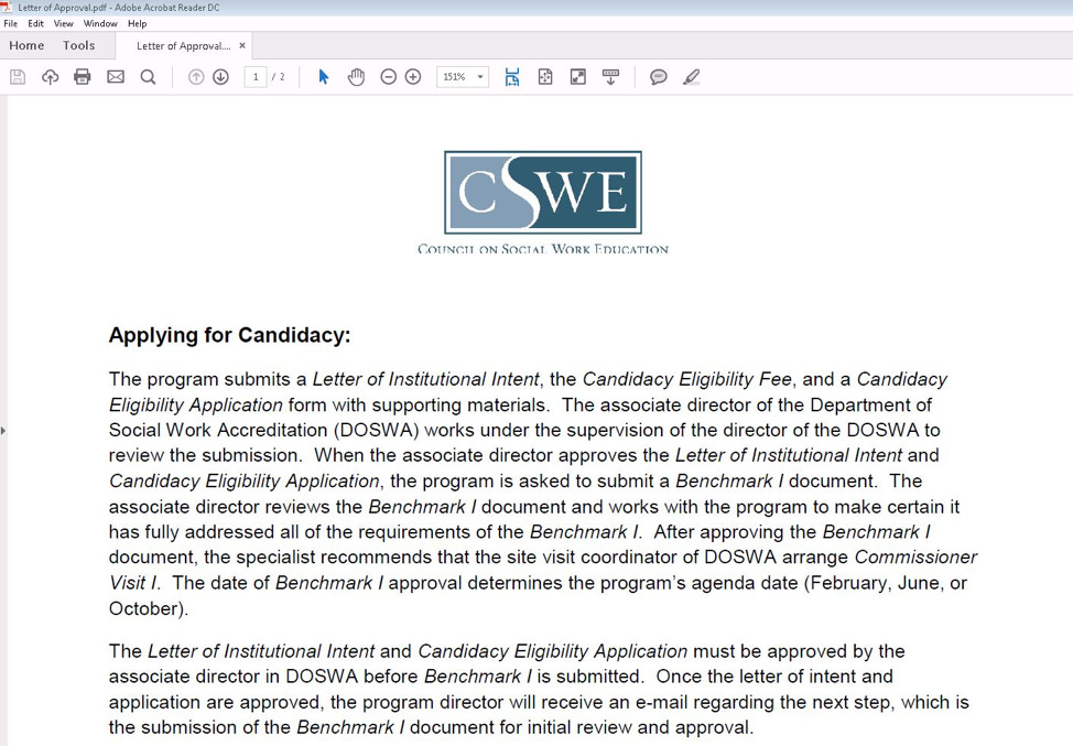 Decoy document impersonating CSWE