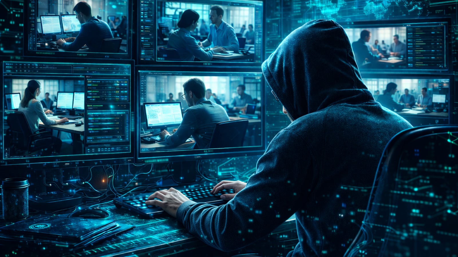 hacker-employee-monitoring Hacker monitoring employees